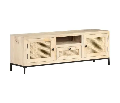 Televizoriaus Spintelė, 120X30X40cm Mango Masyvas Ir Nendrės