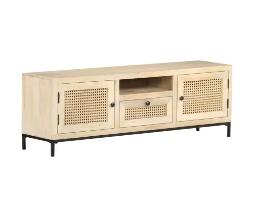 Televizoriaus Spintelė, 120X30X40cm Mango Masyvas Ir Nendrės