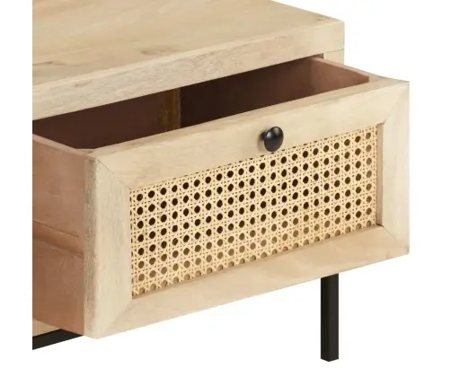 Kafijas Galdiņš, 90X50X37 Cm, Mango Masīvkoks, Dabīgas Niedres Vidaxl