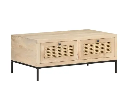 Kafijas Galdiņš, 90X50X37 Cm, Mango Masīvkoks, Dabīgas Niedres Vidaxl