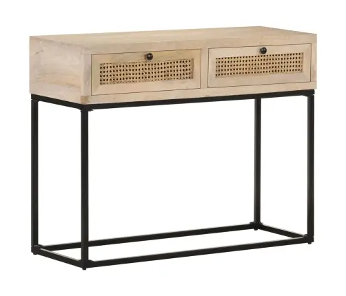 Konsoles Galdiņš, 100X35X76Cm, Mango Masīvkoks, Dabīgas Niedres Vidaxl