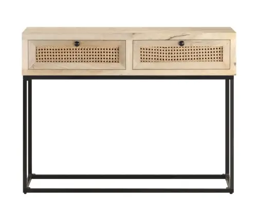 Konsoles Galdiņš, 100X35X76Cm, Mango Masīvkoks, Dabīgas Niedres Vidaxl