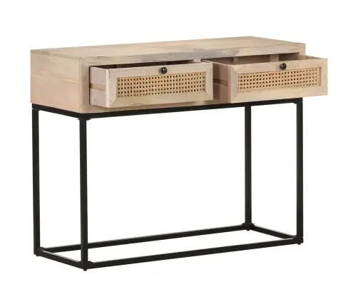 Konsoles Galdiņš, 100X35X76Cm, Mango Masīvkoks, Dabīgas Niedres Vidaxl