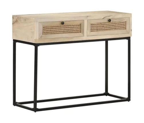 Konsoles Galdiņš, 100X35X76Cm, Mango Masīvkoks, Dabīgas Niedres Vidaxl