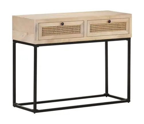 Konsoles Galdiņš, 100X35X76Cm, Mango Masīvkoks, Dabīgas Niedres Vidaxl