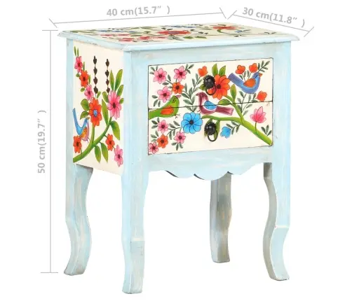 Naktsskapītis, 40X30X50 Cm, Apgleznots, Mango Masīvkoks Vidaxl