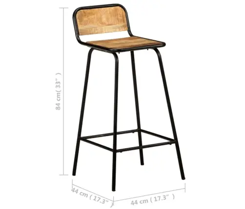 Bāra Krēsli, 2 Gab., Mango Masīvkoks Vidaxl