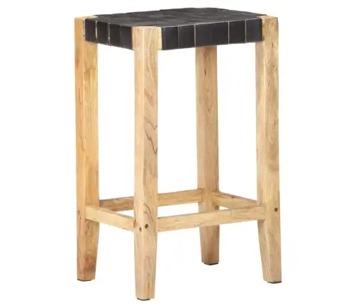 Bāra Krēsli, 2 Gab., Melna Dabīgā Āda, 75 Cm Vidaxl