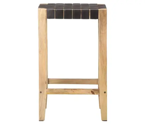 Bāra Krēsli, 2 Gab., Melna Dabīgā Āda, 75 Cm Vidaxl