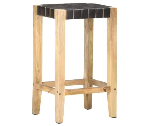 Bāra Krēsli, 2 Gab., Melna Dabīgā Āda, 75 Cm Vidaxl