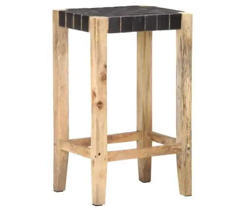 Bāra Krēsli, 2 Gab., Melna Dabīgā Āda, 75 Cm Vidaxl