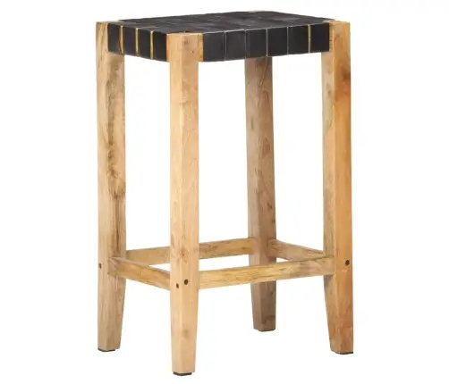 Bāra Krēsli, 2 Gab., Melna Dabīgā Āda, 75 Cm Vidaxl