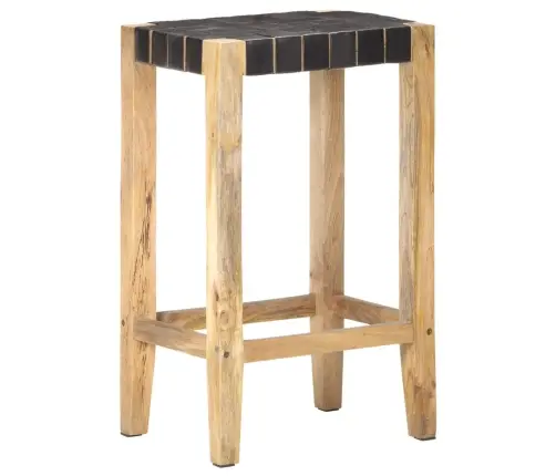 Bāra Krēsli, 2 Gab., Melna Dabīgā Āda, 75 Cm Vidaxl