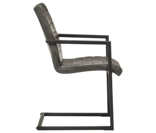 Vetruvate Jalgadega Söögitoolid 2 Tk, Hall, Ehtne Nahk Vetruvate Jalgadega Söögitoolid 2 Tk, Hall, Ehtne Nahk