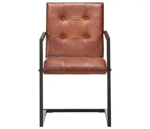 Gembinės Valgomojo Kėdės, 2Vnt., Rudos Spalvos, Tikra Oda