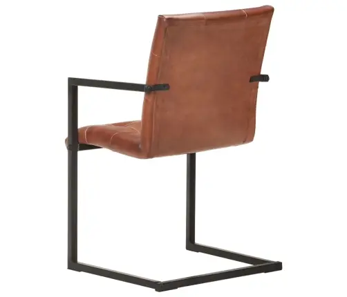 Gembinės Valgomojo Kėdės, 2Vnt., Rudos Spalvos, Tikra Oda