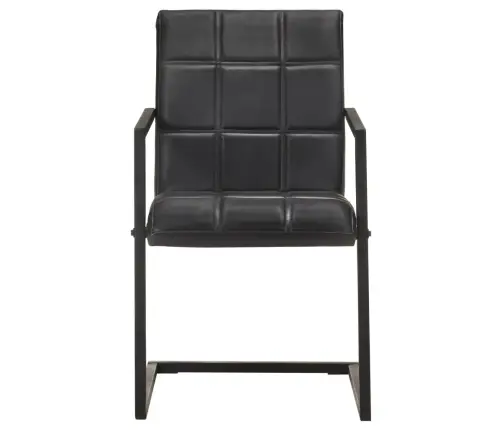 Gembinės Valgomojo Kėdės, 2Vnt., Juodos Spalvos, Tikra Oda