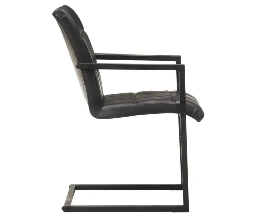 Gembinės Valgomojo Kėdės, 2Vnt., Juodos Spalvos, Tikra Oda