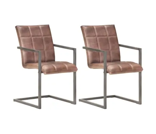 Konsoles Virtuves Krēsli, 2 Gab., Bružāti Brūna Dabīgā Āda Vidaxl