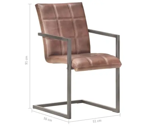 Konsoles Virtuves Krēsli, 2 Gab., Bružāti Brūna Dabīgā Āda Vidaxl