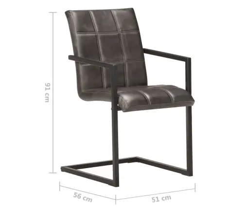 Konsoles Virtuves Krēsli, 2 Gab., Pelēka Dabīgā Āda Vidaxl