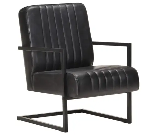 Konsoles Atpūtas Krēsls, Melna Dabīgā Āda Vidaxl