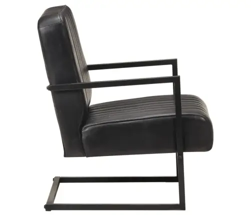 Konsoles Atpūtas Krēsls, Melna Dabīgā Āda Vidaxl