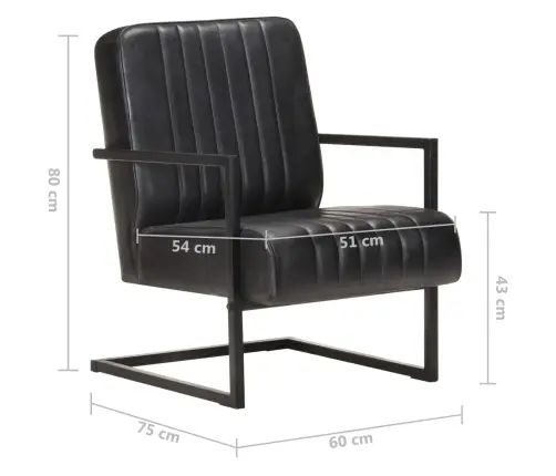 Konsoles Atpūtas Krēsls, Melna Dabīgā Āda Vidaxl