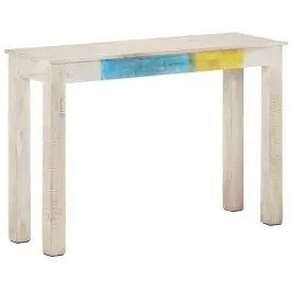 Konsoles Galdiņš, Balts, 115X35X77 Cm, Neapstrādāts Mango Koks Vidaxl