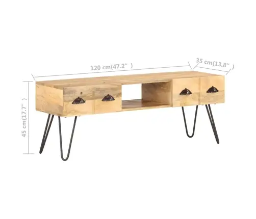 Tv Galdiņš, 120X35X45 Cm, Mango Masīvkoks Vidaxl