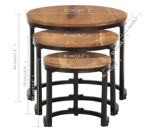 Külglauad, 3 Tk, Akaatsiapuit