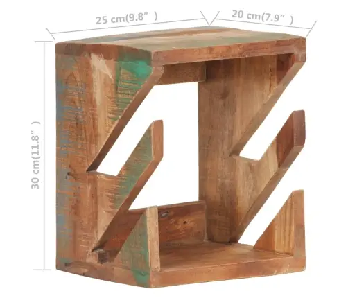 Sienas Skrituļdēļu Plaukts, 25X20X30 Cm, Pārstrādāts Masīvkoks Vidaxl
