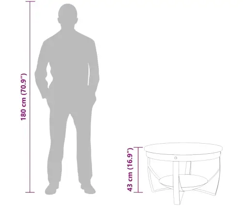 Kavos Staliukas, Skersmuo 68X43cm Akacijos Medienos Masyvas