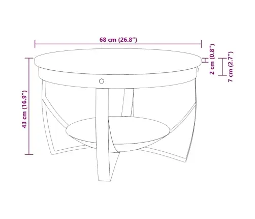 Kavos Staliukas, Skersmuo 68X43cm Akacijos Medienos Masyvas