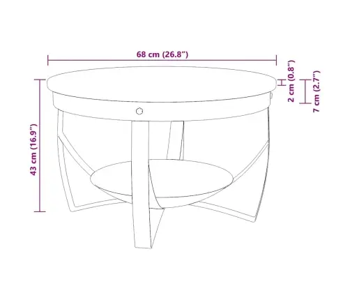 Kohvilaud, Ø68 X 43 cm Taastatud Puit Kohvilaud, Ø68 X 43 cm Taastatud Puit