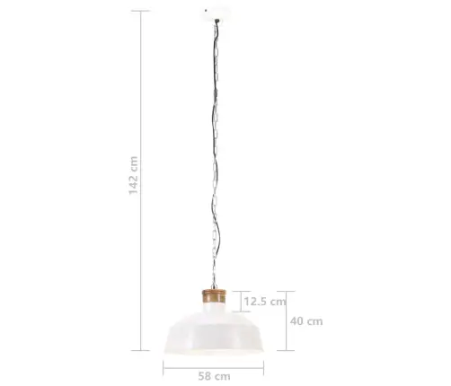 Kabantis Šviestuvas, Baltas, 58cm E27, Pramoninio Stiliaus