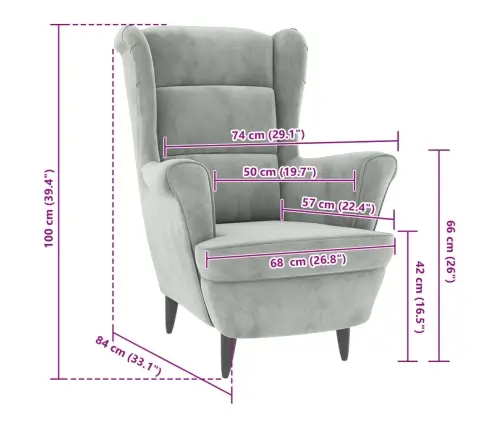 Atpūtas Krēsls, Gaiši Pelēks Samts Vidaxl