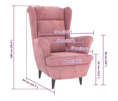 Atpūtas Krēsls, Rozā Samts Vidaxl Atpūtas Krēsls, Rozā Samts Vidaxl