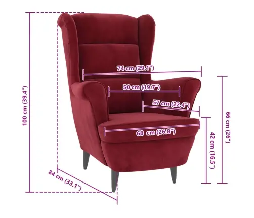 Atpūtas Krēsls, Vīnsarkans Samts Vidaxl