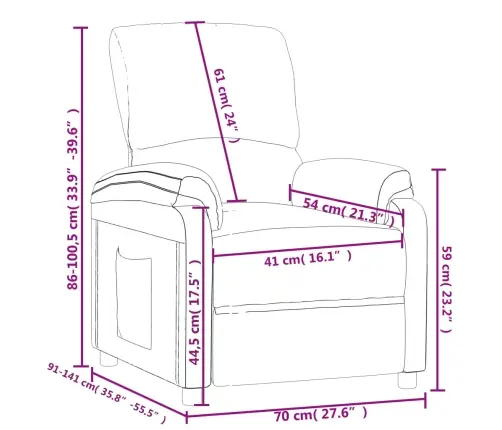 Atpūtas Krēsls, Atgāžams, Krēmkrāsas Audums Vidaxl