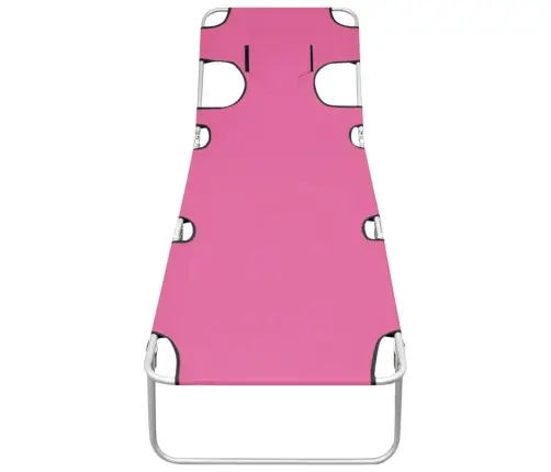 Saliekams Sauļošanās Zvilnis Ar Galvas Spilvenu, Tērauds, Rozā Vidaxl