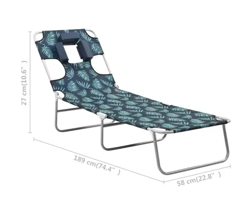 Saliekams Sauļošanās Zvilnis Ar Galvas Spilvenu, Tērauds Vidaxl Saliekams Sauļošanās Zvilnis Ar Galvas Spilvenu, Tērauds Vidaxl