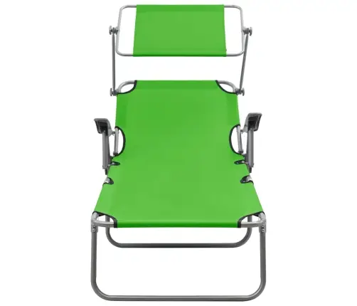 Saulės Gultas Su Stogeliu, Žalios Spalvos, Plienas