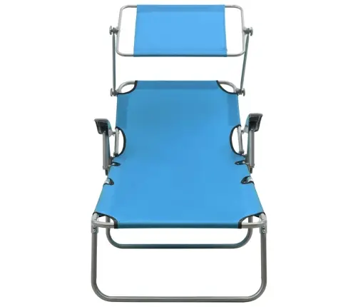 Sauļošanās Zvilnis Ar Jumtiņu, Tērauds, Zils Vidaxl