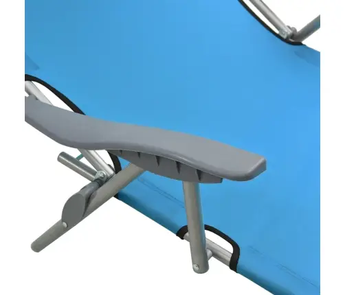 Sauļošanās Zvilnis Ar Jumtiņu, Tērauds, Zils Vidaxl