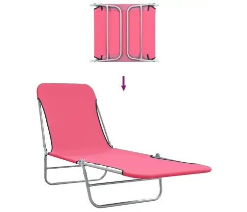 Saliekami Sauļošanās Zviļņi, 2 Gab., Tērauds, Rozā Audums Vidaxl Saliekami Sauļošanās Zviļņi, 2 Gab., Tērauds, Rozā Audums Vidaxl