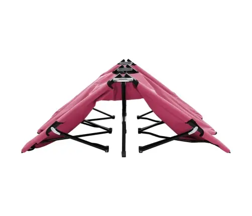 Saliekams Sauļošanās Zvilnis, Divvietīgs, Tērauds, Rozā Vidaxl Saliekams Sauļošanās Zvilnis, Divvietīgs, Tērauds, Rozā Vidaxl