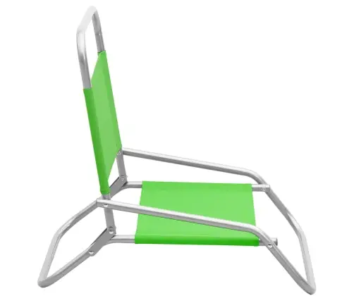 Salokāmi Pludmales Krēsli, 2 Gab., Zaļš Audums Vidaxl