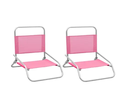 Salokāmi Pludmales Krēsli, 2 Gab., Rozā Audums Vidaxl