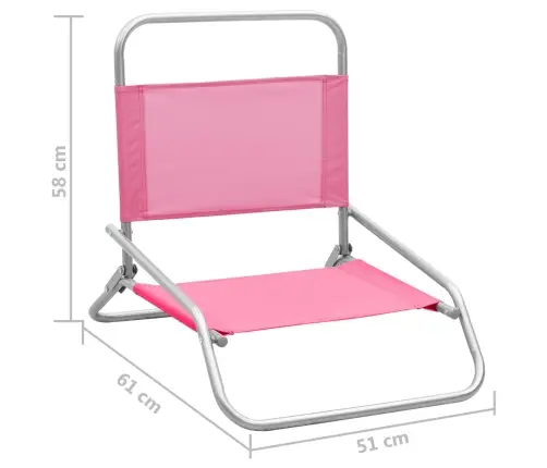 Salokāmi Pludmales Krēsli, 2 Gab., Rozā Audums Vidaxl